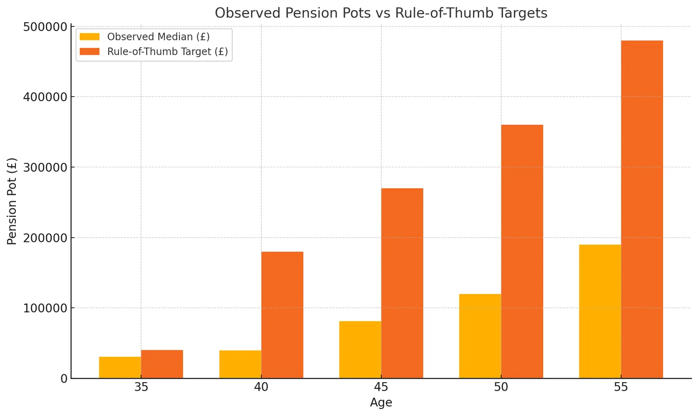 Average Savings by Age UK: Pension Pot by Age and What to Aim For - chart 2